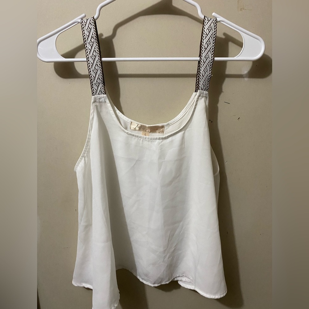 White and brown Penelope crop camisole